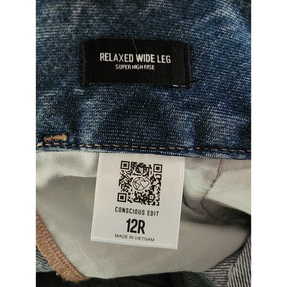 Express Jeans Women's Sz 12R Blue Denim Relaxed Wide-Leg Super High-Rise - Picture 5 of 6